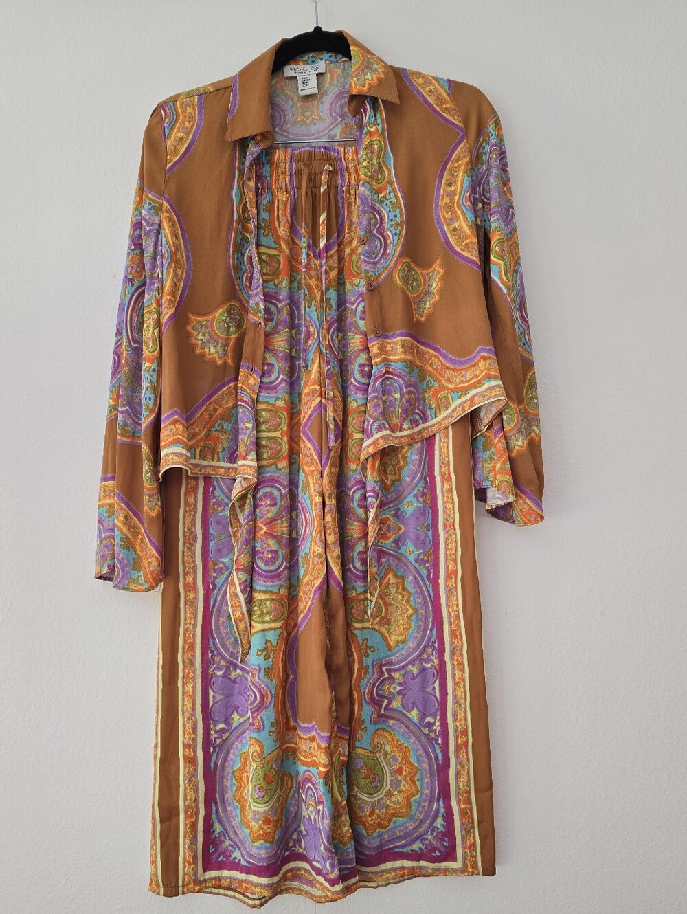 Rachel Zoe Multicolor Paisley 2 Peice Lounge Set in Orange and Purple